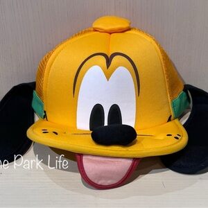 Disney Parks Pluto Face Ears Mesh Foam Adult Baseball Cap Hat NEW